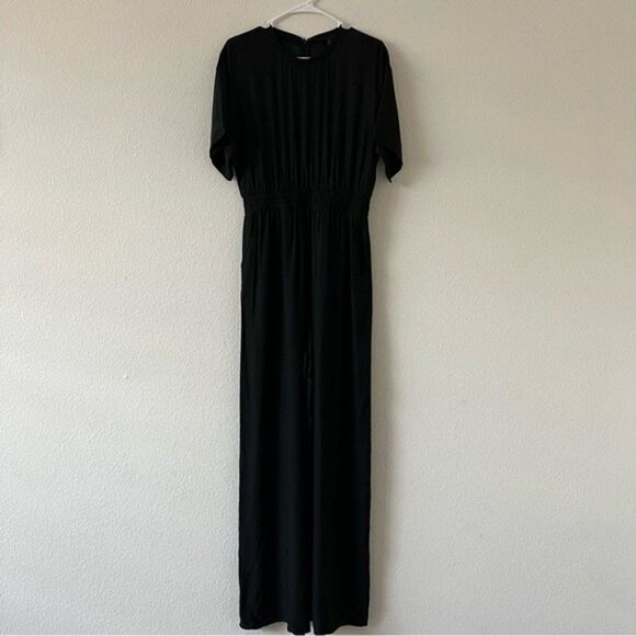 NWOT ATM Anthony Thomas Melillo 100% Silk Elastic Waist Black Jumpsuit SZ Small - Picture 8 of 15